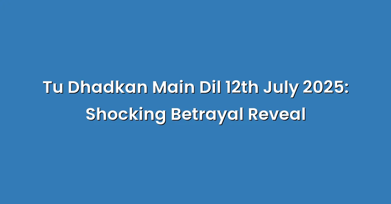 Tu Dhadkan Main Dil 12th July 2025: Shocking Betrayal Reveal - Text Only