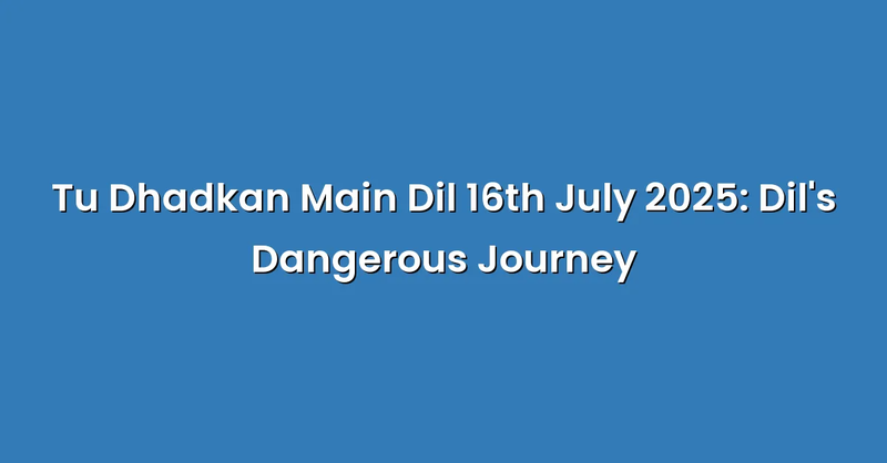 Tu Dhadkan Main Dil 16th July 2025: Dil's Dangerous Journey - Text Only