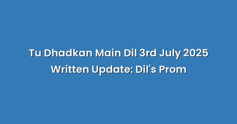 Tu Dhadkan Main Dil 3rd July 2025 Written Update: Dil's Prom - Text Only